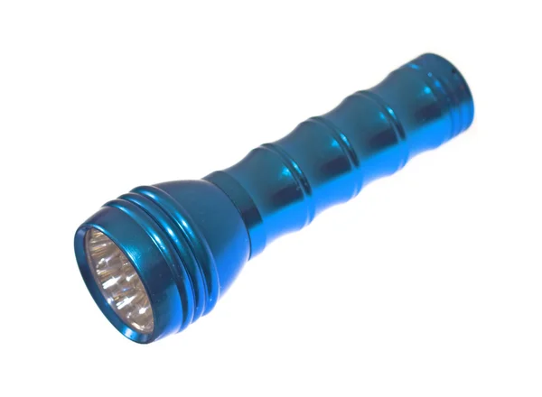 Blaue Metall-LED-Taschenlampe — Stockfoto