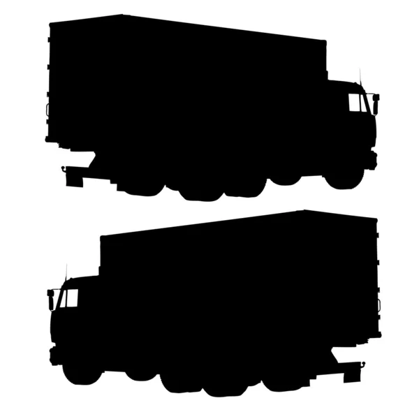 LKW mit Container. Silhouetten-Illustration. — Stockfoto