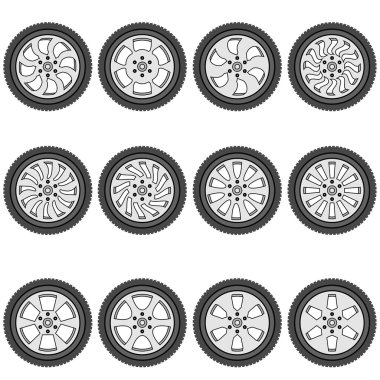 automotive wheel with alloy wheels illustration