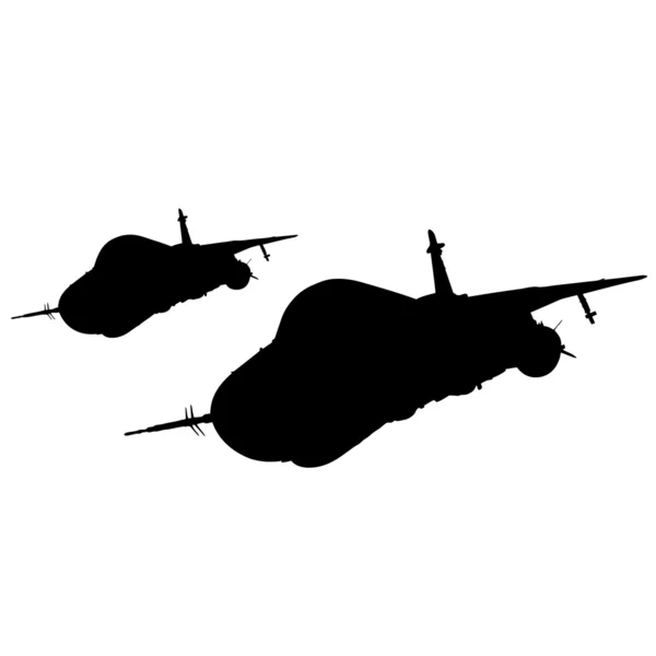 Collection of different combat aircraft silhouettes ill — Stock Photo, Image