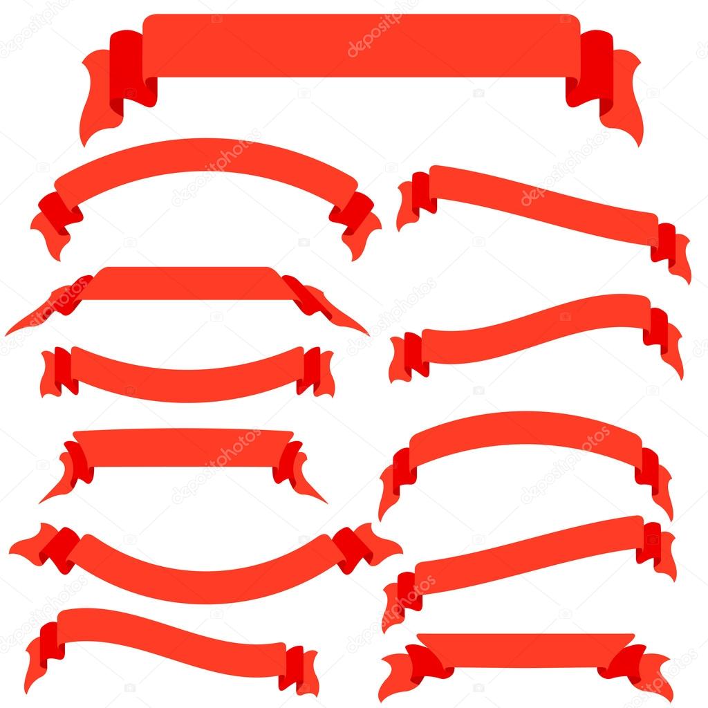 Set red ribbons and banners illustration