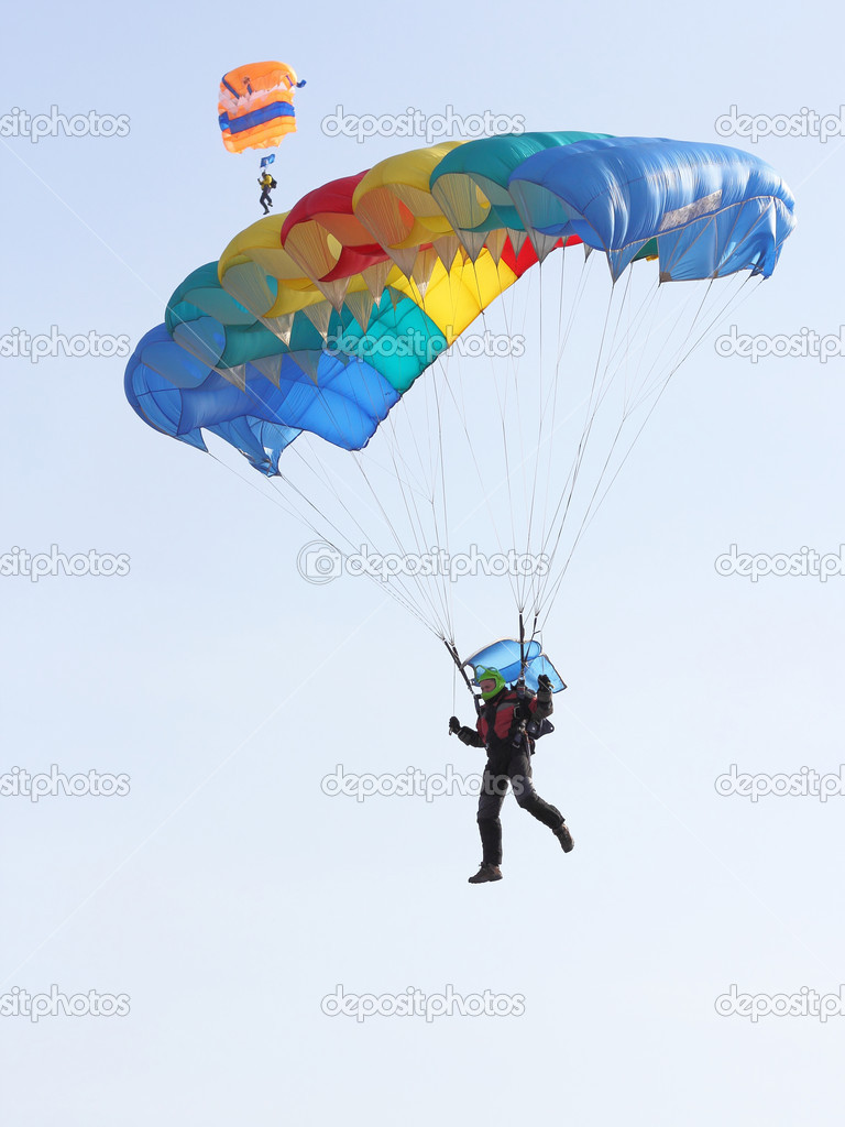 Parachutist Jumper in the helmet after the jump