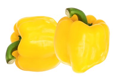 Beyaz arkaplanda izole edilmiş sarı tatlı dolma biber