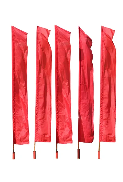 Bandeiras vermelhas são isoladas em um fundo branco — Fotografia de Stock