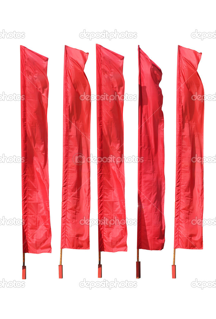 red flags are isolated on a white background
