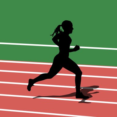 Running silhouettes in sport stadium illustration.