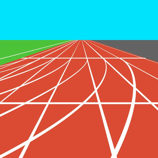 Красная беговая дорожка на стадионе с белыми линиями иллюстрации — стоковое фото