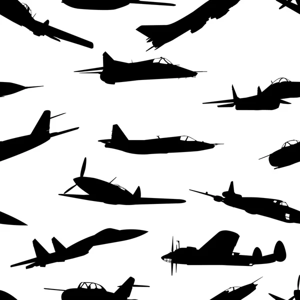 Combat aircraft silhouettes illustration . Seamless wal — Stockfoto