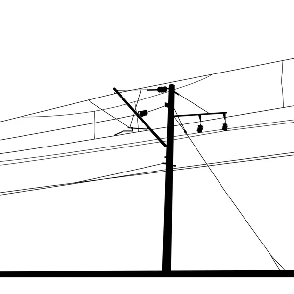 Railroad overhead lines. Contact wire illustration. — Stockfoto