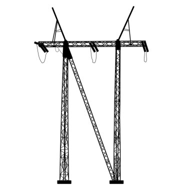 Silhouette of high voltage power lines illustration.