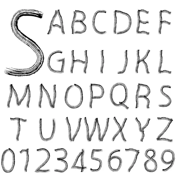 Strony rysunku ilustracji alfabet w czarnym tuszem — Zdjęcie stockowe
