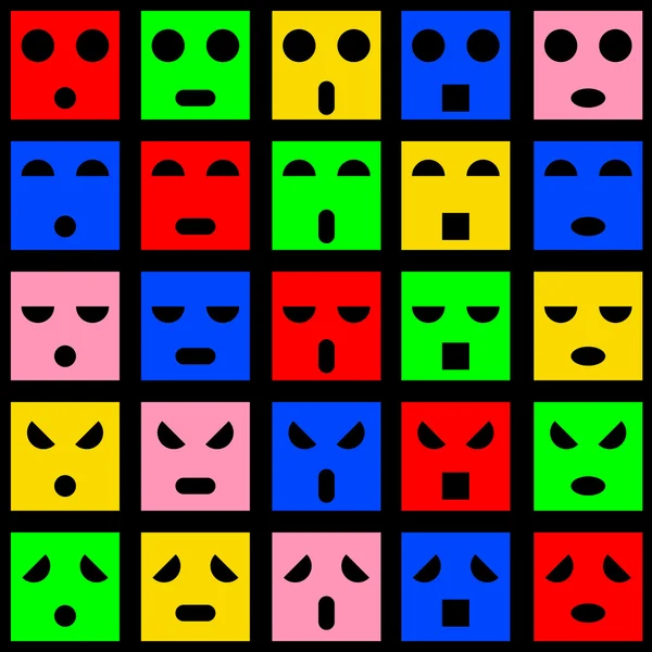 Iconos de emoción sonriente caras ilustración . —  Fotos de Stock