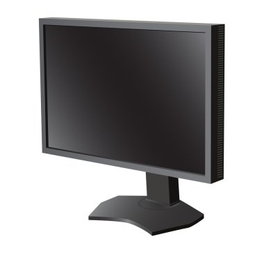 Black lcd tv monitor on white background illustration