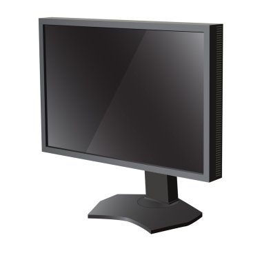Black lcd tv monitor on white background illustration