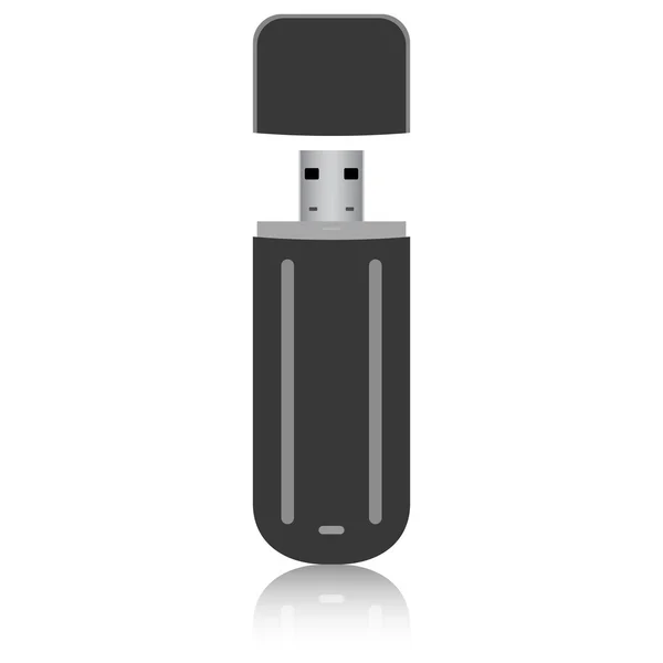 Black flash drive isolated on the white background illus — Zdjęcie stockowe