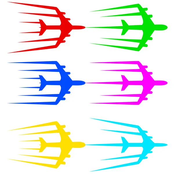 Flying airplane stylized illustration. Airliner, jet. — Stockfoto