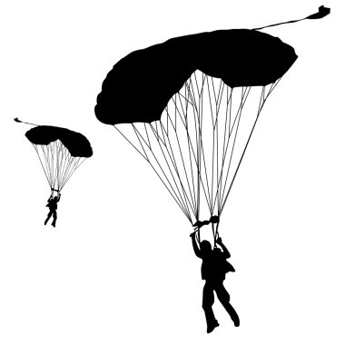 Skydiver, silhouettes parachuting illustration