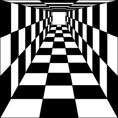 abstract background, chess corridor tunnel illustration.