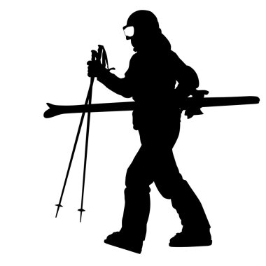 Dağ kayakçı yamaç spor siluet hızlandırmak.