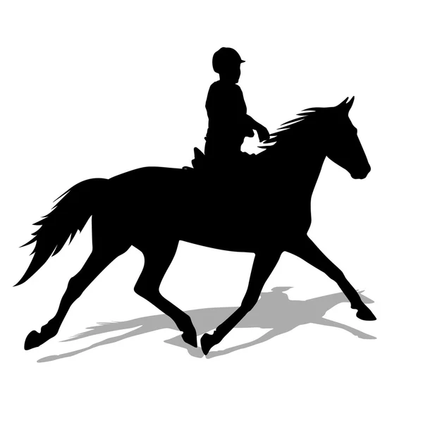 Silhouette of horse and jockey — Stockfoto