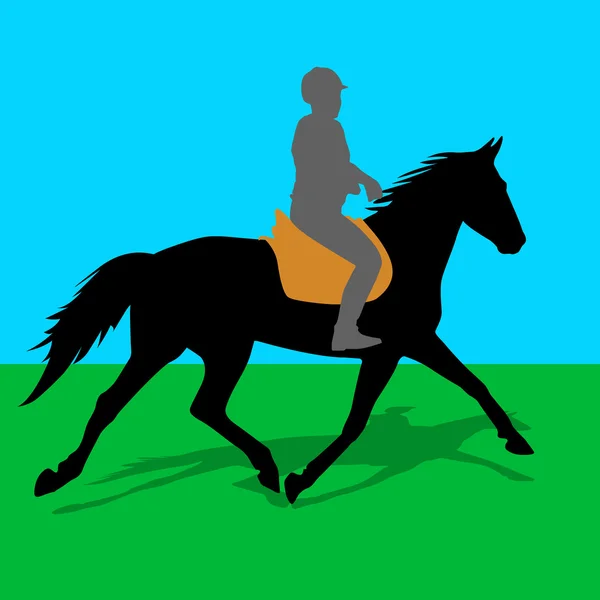Silhouette of horse and jockey — Φωτογραφία Αρχείου