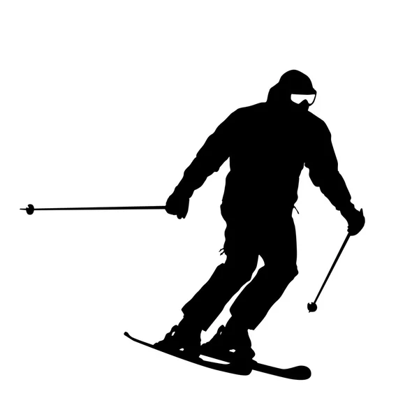 Mountain skier speeding down slope sport silhouette. — Stock Photo, Image