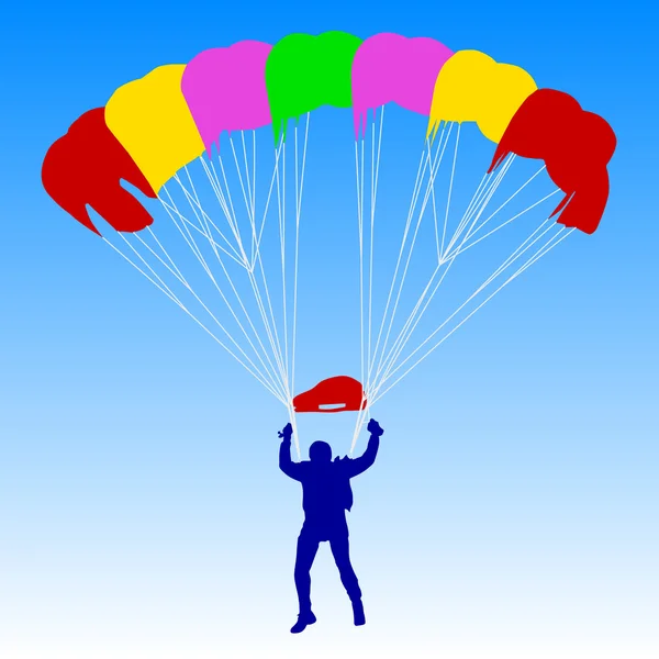 Skydiver, silhouettes parachuting illustration — ストック写真