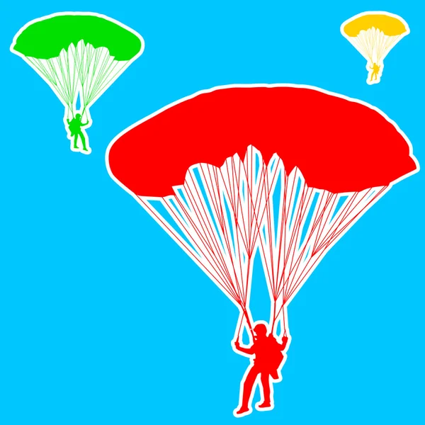 Skydiver, silhouettes parachuting illustration — Stock Photo, Image