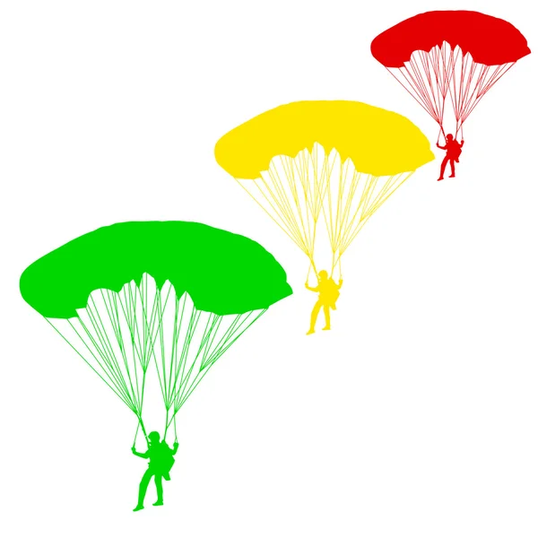 Parachutiste, silhouettes parachutisme illustration — Photo