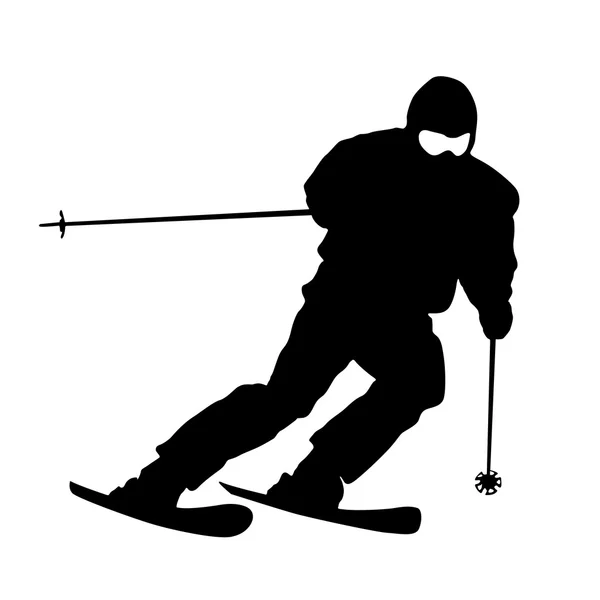 Esquiador de montaña exceso de velocidad por la pendiente silueta deportiva . —  Fotos de Stock