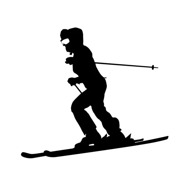 Mountain skier speeding down slope sport silhouette. — Stock Photo, Image