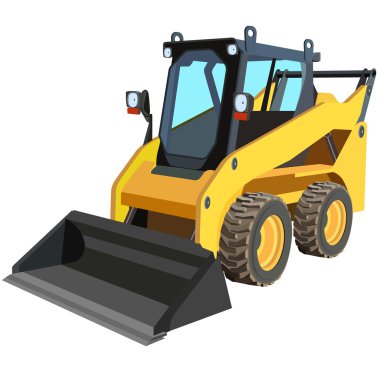 Sarı kamyon ile yük kaldırmaya sıyırıcı.