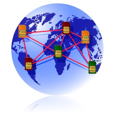 Globe SIM-kaart verbinding continenten.