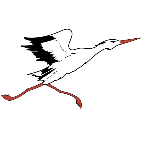 Vit stork i flykten. vektor illustration. — Stock vektor