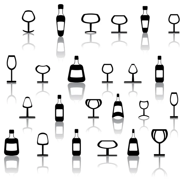 Víno pivní sklenici a láhev — Stock vektor