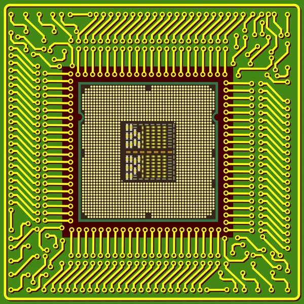 Moderní počítače je procesor na čipu — Stockový vektor