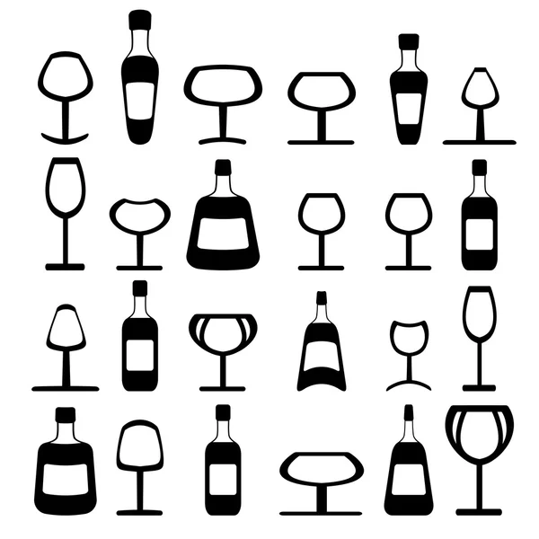 Wine Beer Glass Cup and bottle — Stock Vector