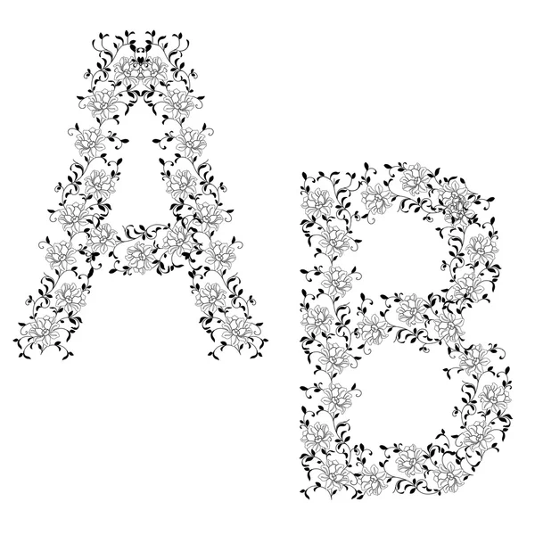 Ruční kreslení ozdobných abecedy. dopis ab — Stockový vektor
