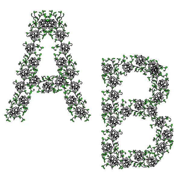 Ruční kreslení ozdobných abecedy. dopis ab — Stockový vektor