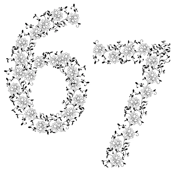 Hand drawing ornamental alphabet. Letter 67 — Stock Vector