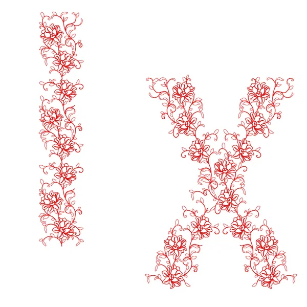 Alfabeto ornamental dibujado a mano. Letra IX — Archivo Imágenes Vectoriales