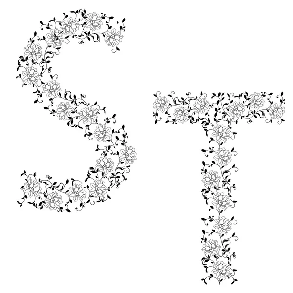 Dessin à la main alphabet ornemental. Lettre QR — Image vectorielle