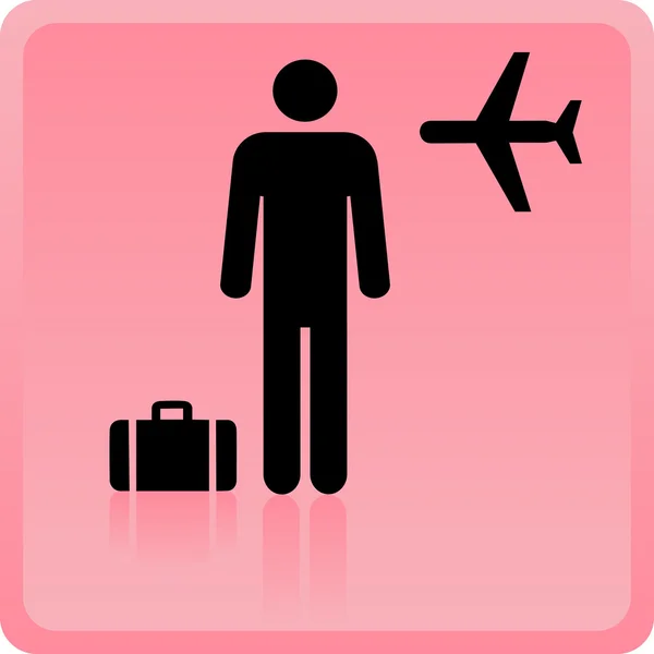 Pictogram van de persoon op de luchthaven met Bagage — Stockvector