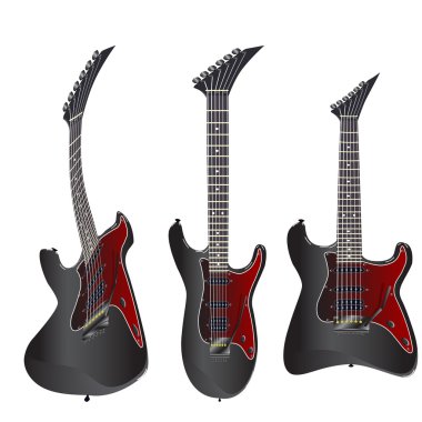 beyaz zemin üzerine siyah elektro gitar