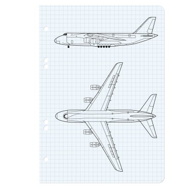 alıştırma kitabı ile bir çizim için bir model uçak. vektör illust