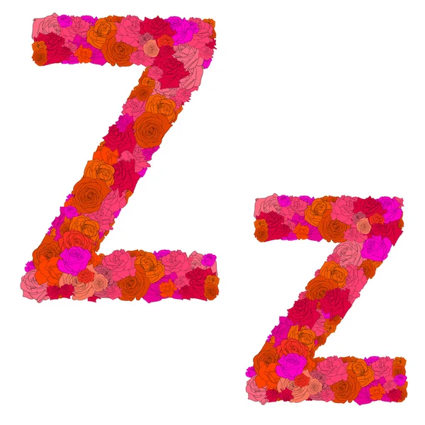 Blomst alfabet af røde roser, tegn Z-z – Stock-vektor