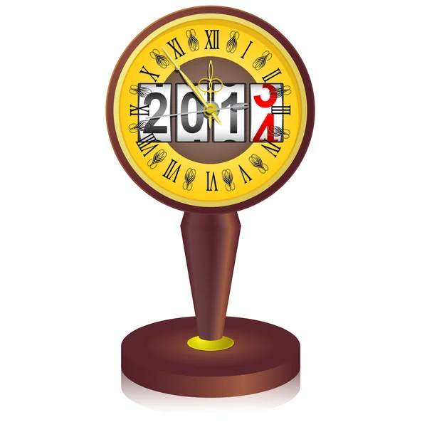 Vintage clock shortly before midnight with 2014 New Year counte — Stock Vector