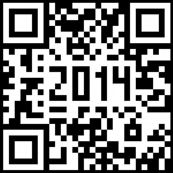 2014 Nieuwjaar teller, qr code vector. — Stockvector