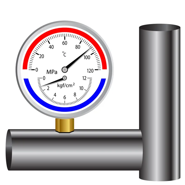Manómetro de gás isolado sobre fundo branco — Vetor de Stock