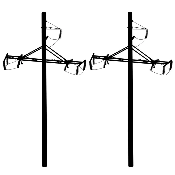 Silhouette di linee elettriche ad alta tensione. Illustrazione vettoriale. — Vettoriale Stock